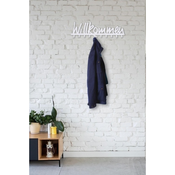 Wieszak ścienny Willkommen biały - Intesi